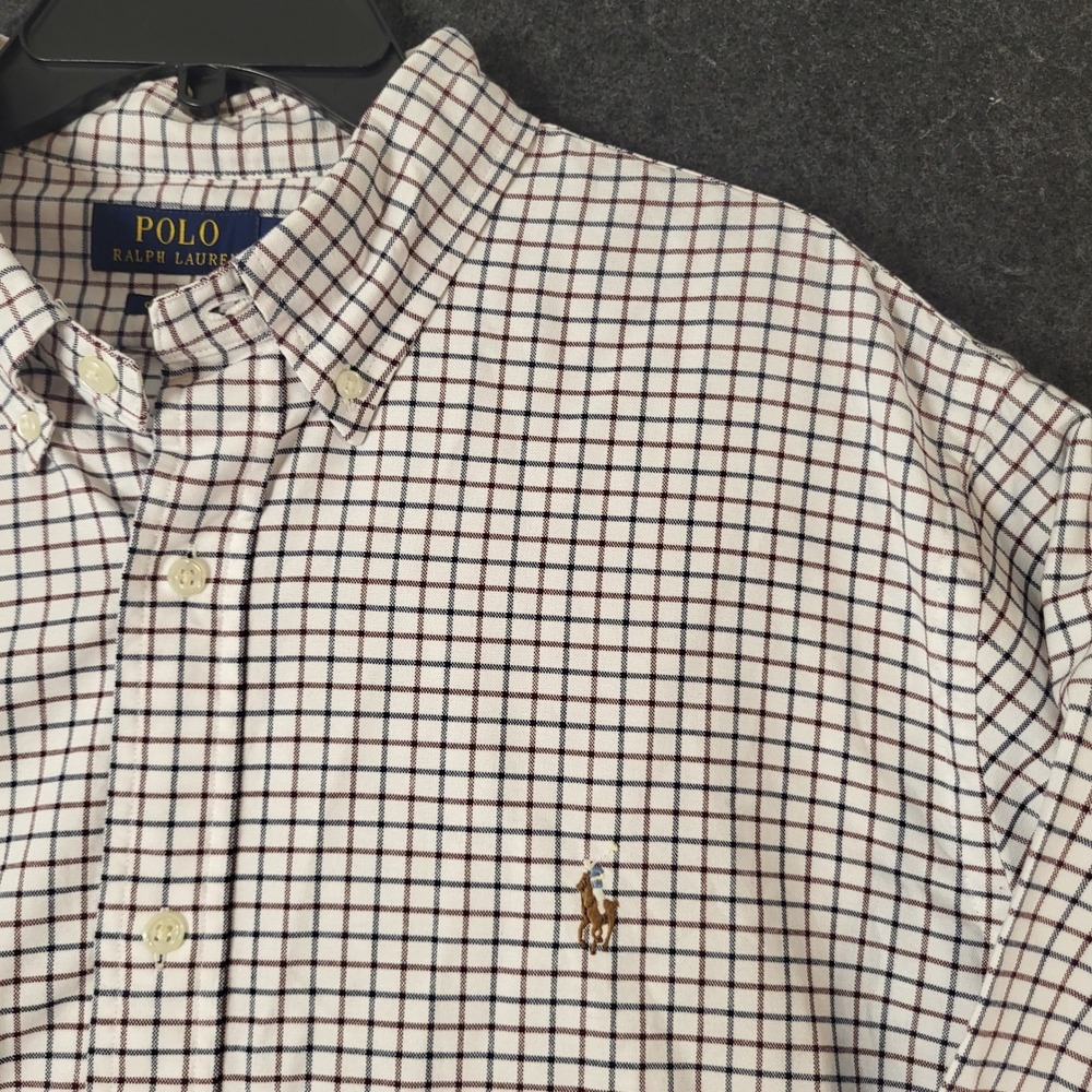 Polo Ralph Lauren Mens XXL Classic Fit Tattersall Check Button Down Shirt White